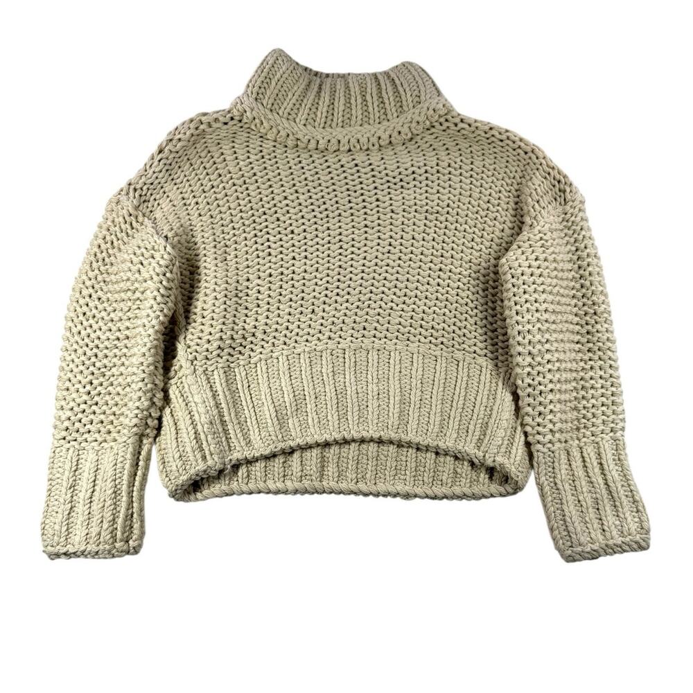 Free People My Only Sunshine Sweater XS Chunky Knit Linen Beige Cotton Blend NWT